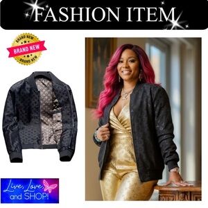 JACKET: Black & Beige Polyester w/Embellished Detailing, Unisex, NWT